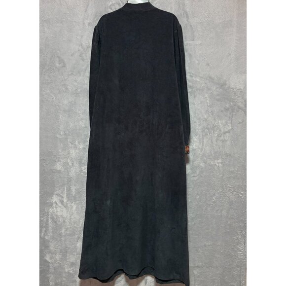 Vintage Vanity Fair Nightgown Womens XL Gray Velvet Velour Embroidered Zip Coat - Picture 7 of 11